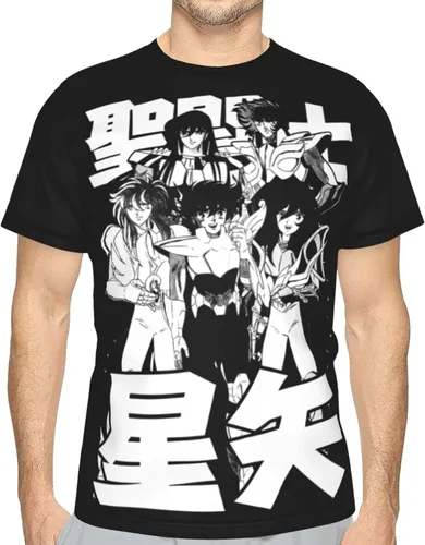 Vista 4 de Saint Anime Seiya - Camiseta de manga corta para hombre, suave, casual, unisex, cuello redondo, camiseta de entrenamiento