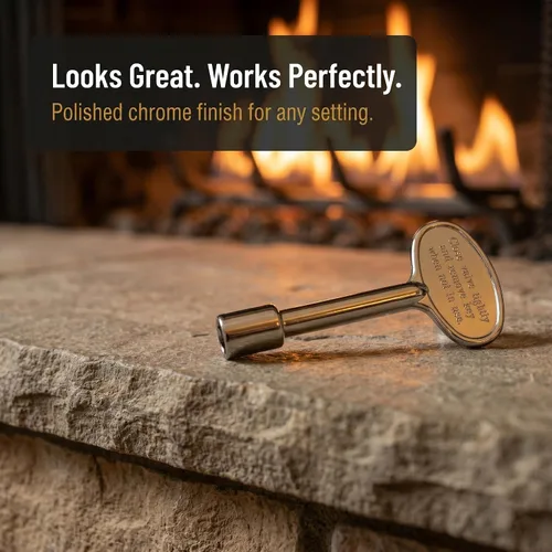 Vista 5 de Midwest Hearth - Llave de válvula universal para fogones y chimeneas de gas, cromado pulido