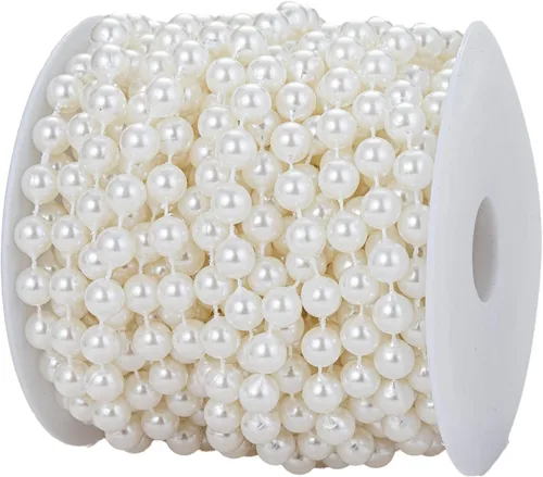 Vista 23 de Guirnalda de cuentas de perlas sintéticas para manualidades de 4mm rollo de hebra de perlas para decorar centros de mesa florales favor de fiesta