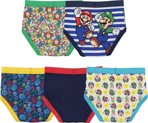 Vista 2 de Nintendo Paquete de 8 calzoncillos 100% algodón peinado para niño con Mario, Luigi, Toad, Yoshi, Peach & Bowser, tallas 4, 6, 8