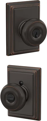 Vista 95 de SCHLAGE F10 GEO 716 Pomo de Puerta Georgiano, Cerradura de Paso para Pasillo y Armario, Bronce Envejecido (Paquete de 4)