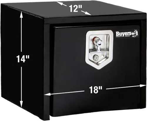 Vista 6 de Buyers Products 1703349 - Caja de acero negro para debajo de la carrocería con pestillo de mango en T, 14 x 12 x 18 pulgadas, caja de herramientas
