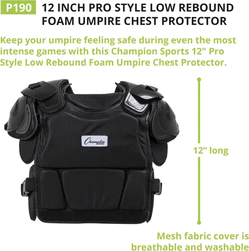Vista 5 de Champion Sports Protector de pecho modelo profesional de espuma de rebote bajo - 12" - Negro