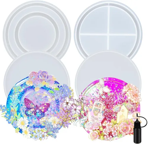 Vista 23 de Conjunto de moldes agitadores de resina, dijes kawaii, paquete de 41 bandejas de silicona, kit de botella aplicadora con punta de precisión, paquete