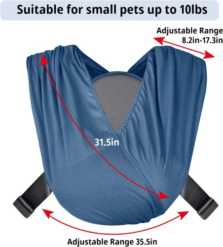 Vista 8 de CUBY Transportador para perros pequeños, arnés frontal para mascotas, manos libres, ajustable, para gatos, de algodón suave que reduce el dolor, Azul