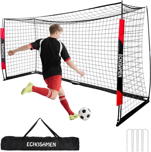 Vista 7 de Portería de fútbol de 12 x 6 pies/6 x 4 pies, portería de fútbol portátil para patio trasero, fácil de transportar, fácil de instalar, viene con 1