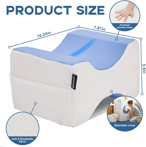 Vista 2 de cooloo8 Almohada para dormir de lado, almohada de rodilla para dormir de lado, almohada para aliviar el dolor de ciática (azul)