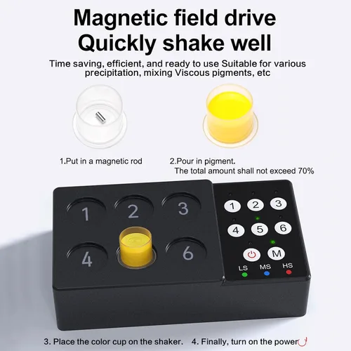 Vista 3 de Mezclador de tinta de tatuaje, mezclador de tinta eléctrica mezclador de tinta ajustable viene con 100 varillas de mezcla, batería de 2500 mAh