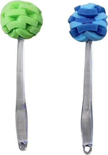 Vista 9 de Cepillo de esponja de vidrio con mango – Cepillo de limpieza de cocina de 11.5 pulgadas para vasos, botellas, platos y jarrones – Esponja suave