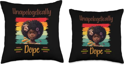 Vista 3 de Unapologetically Dope Black Afro Girl Black History Month Throw Pillow