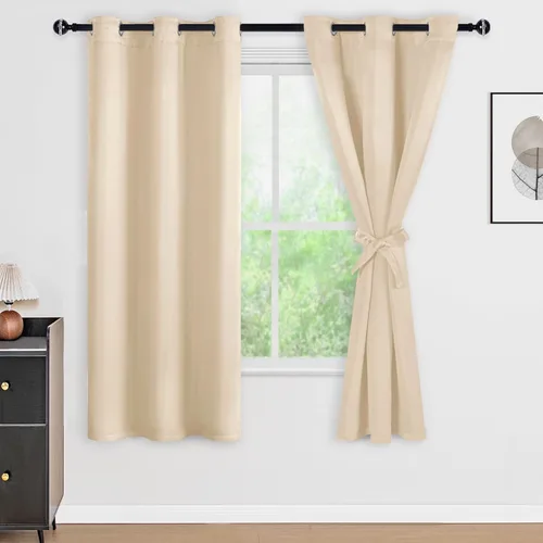 Vista 128 de DWCN - Cortinas 100% opacas para dormitorio con forro negro, cortinas de ventana de doble capa con aislamiento térmico que oscurecen toda la Azul