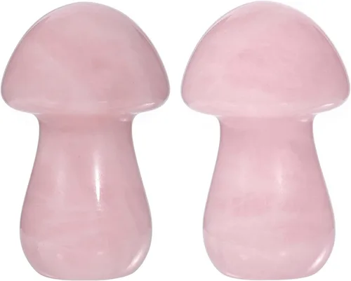 Vista 7 de Nupuyai Paquete de 2 mini figuras de cristal talladas de hongos de bolsillo para relajación de ansiedad, escultura de hongo pulido para jardín