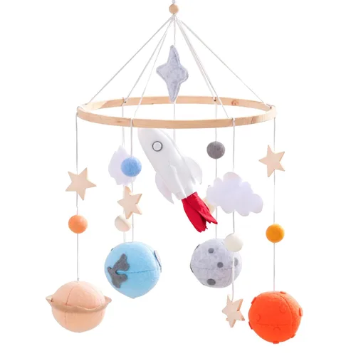 Vista 7 de Móvil de bebé para cuna Cuna de bebé, cuna de bebé, luna de estrella móvil para bebés niños y niñas Decoración bohemia para guardería Juego