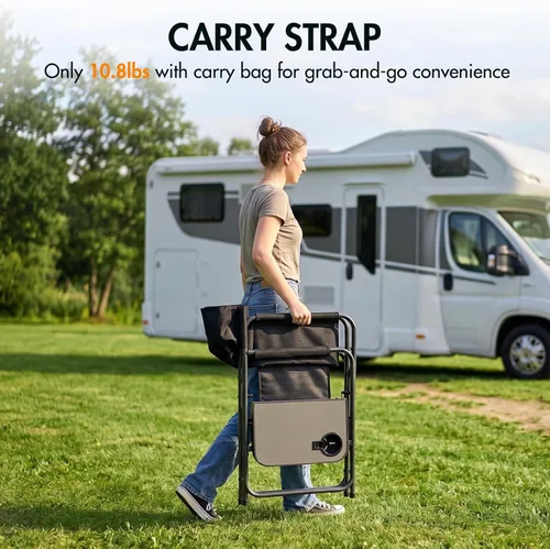Vista 7 de Portal Silla de directores sillas de camping para adultos con mesa auxiliar, sillas plegables para adultos, sillas de director plegables para sillas