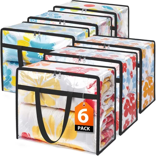 Vista 11 de SpaceTrove Bolsas de almacenamiento transparentes, paquete de 4 contenedores organizadores de almacenamiento debajo de la cama y armario, bolsas