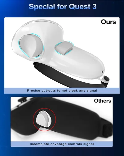 Vista 6 de AMZDM VR Controller Grips for Meta Oculus Quest 3 Touch Plus Controllers Grip Covers Anti-throw Knuckle Straps Protector with Thumbstick Covers