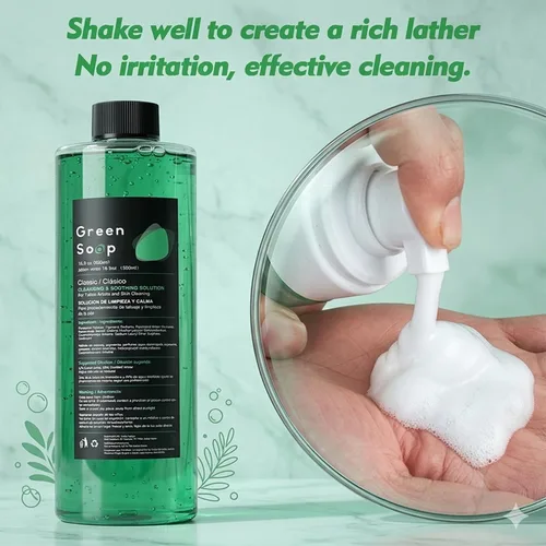 Vista 2 de Green Soap Tattoo Kit de botella de espuma de 16.9 oz y 7 onzas – Haz 1.3