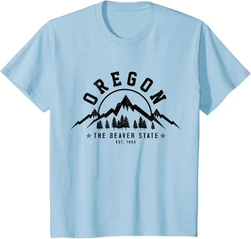 Vista 6 de Oregon The Beaver State Est. 1859 Vintage Mountains - Camiseta de regalo, gris, S