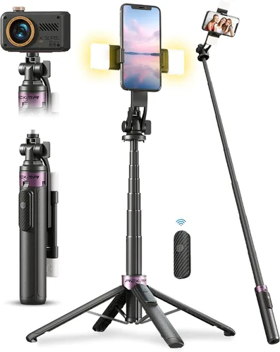 Vista 10 de Trípode magnético 4 en 1 para iPhone con tornillo de 1/4 pulgadas, trípode MagSafe Selfie Stick de 53 pulgadas con control remoto inalámbrico