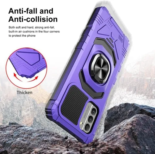Vista 6 de GW USA - Funda para Nokia C110 con protector de pantalla de vidrio templado [grado militar] anillo de montaje en coche con función atril a prueba