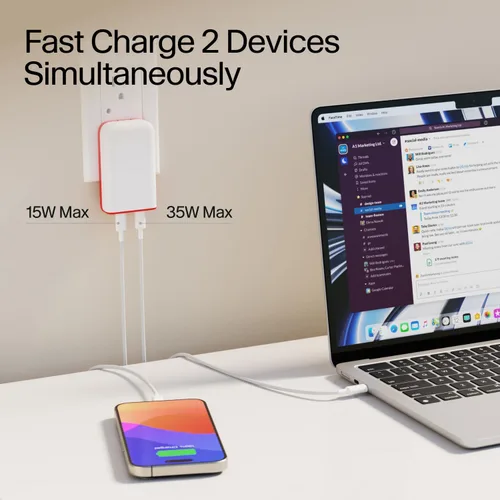Vista 5 de Twelve South PlugBug - Bloque de cargador USB-C de 50W, hub de bloque de carga rápida de 2 puertos para iPhone, iPad, MacBook y más, con integración