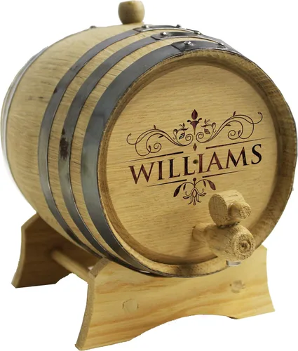 Vista 5 de The Wedding Party Store Whisky de roble grabado, bourbon o barril de vino, personalizado con diseños WPS (barril de 2 litros)