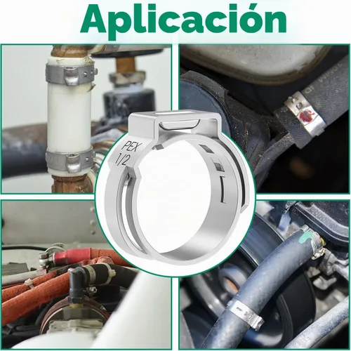 Vista 5 de OURU 54 piezas de anillo de crimpado de 1/2 pulgada PEX, abrazaderas de cincha PEX de acero inoxidable 304, abrazaderas de manguera de una oreja