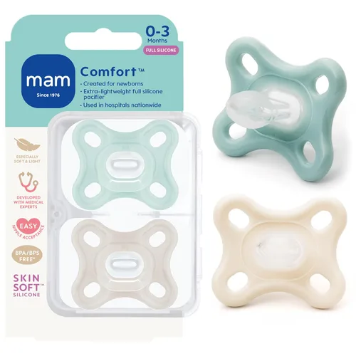 Vista 9 de MAM Comfort - Chupete para bebé de 0 a 3 meses, ligero, de silicona de una Zafiro azul/mate azul