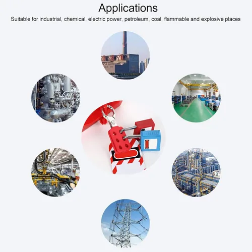 Vista 3 de 10 cerrojos de bloqueo, 6 agujeros de aluminio con bloqueo de seguridad para la industria química, energía eléctrica, gasolina, 0.984 in / 1.0