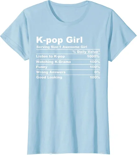 Vista 20 de Camiseta de regalo Kpop Kdrama para mujer K-pop Girl, Negro, S