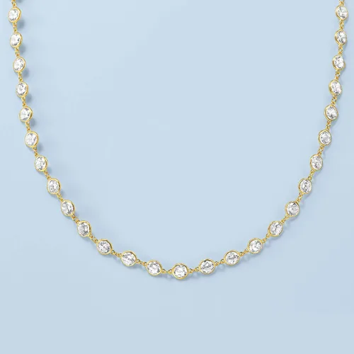 Vista 5 de Ross-Simons 2000 ct tw Bezel-Set CZ Station Necklace in 18kt Gold Over Sterling
