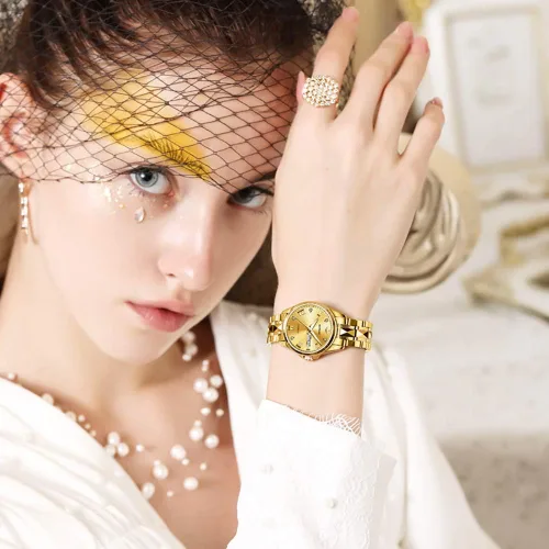 Vista 3 de OLEVS Reloj de pulsera mecánico de cuerda automática para mujer, de marca suiza, vestido de cristal de zafiro, impermeable, para mujer