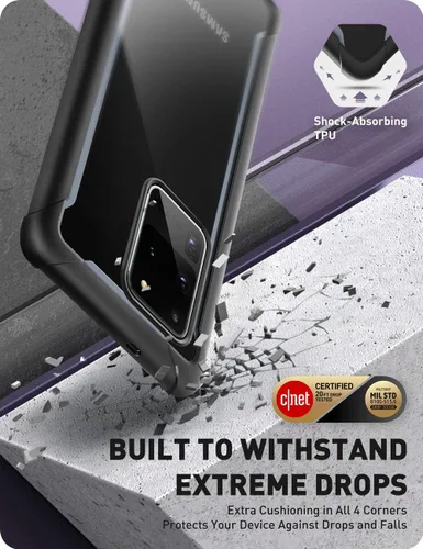 Vista 3 de i-Blason Ares Series - Carcasa protectora resistente y transparente para Galaxy S20 Ultra (2020) de 6.9 pulgadas, color negro
