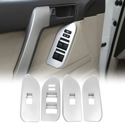 Vista 7 de Ajuste para Toyota Land Cruiser Prado FJ150 150 2014-2018 ABS Cubierta del marco del interruptor del botón de elevación de ventana, panel de botón