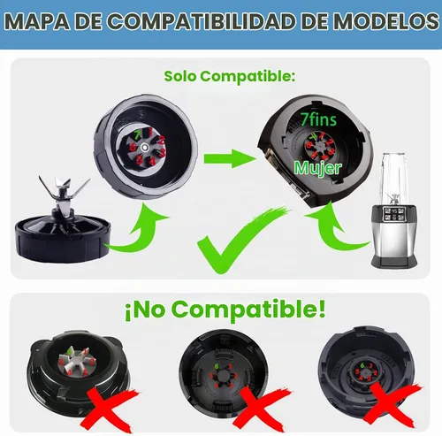 Vista 4 de Piezas de repuesto Ninja Blender, hoja de licuadora Ninja de 7 aletas, ensamblaje de cuchilla de licuadora actualizado para licuadoras Nutri Ninja