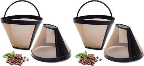 Vista 10 de Filtros de café reutilizables de cono #4 de cesta de repuesto para máquinas de café Cuisinart (2 filtros reutilizables)