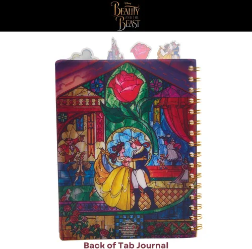Vista 6 de Innovative Designs Disney Beauty and The Beast Journal Notebook, Spiral Bound, 96 Lined Pages, 8 x 7 inches Princess Belle and Beast Vinyl Cover