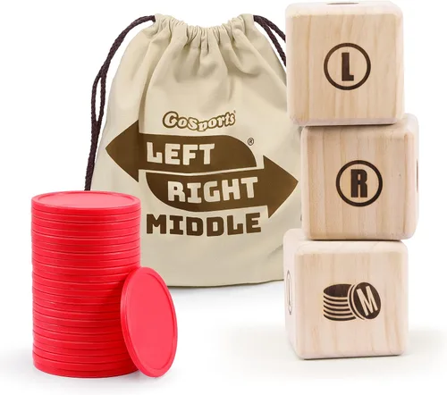 Vista 7 de GoSports Left Right Middle Giant Dice Game - Foam or Wood Dice - 3.5" for Indoor/Outdoor Play