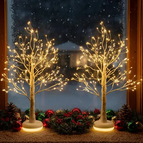 Vista 10 de EAMBRITE Árbol de abedul iluminado con luces LED, lámpara de árbol