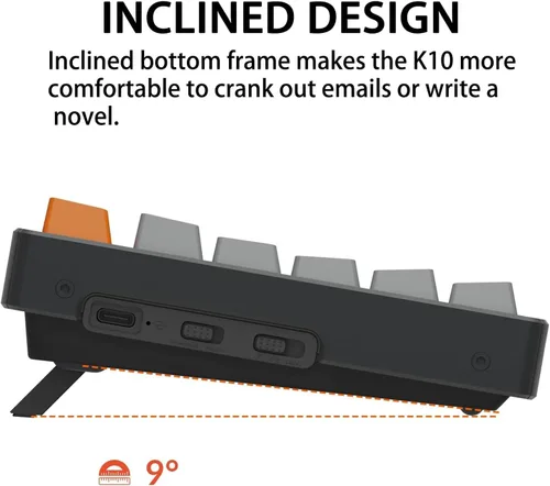 Vista 6 de Keychron Teclado mecánico inalámbrico K10 de tamaño completo de 104 teclas, retroiluminación RGB intercambiable en caliente con interruptor marrón