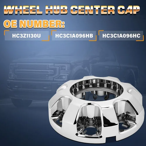 Vista 2 de HC3Z1130U Tapa central de rueda cromada delantera HC3Z-1130-U HC3C1A096HB Compatible con Ford F250 F350 Super Duty 2017-2022