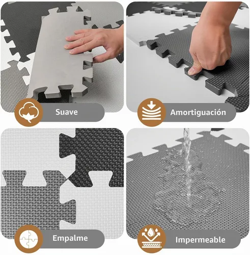 Vista 6 de 16 piezas de alfombrilla de juego para bebé para el piso, alfombrilla de juego de espuma EVA para bebé con baldosas de alfombra entrelazadas de 1.5