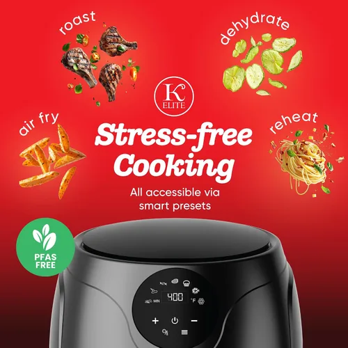Vista 4 de Kitchen Elite - Freidora de aire compacta de 2.5 cuartos de galón, pequeña estufa de mostrador sin aceite con cesta antiadherente libre de PFAS