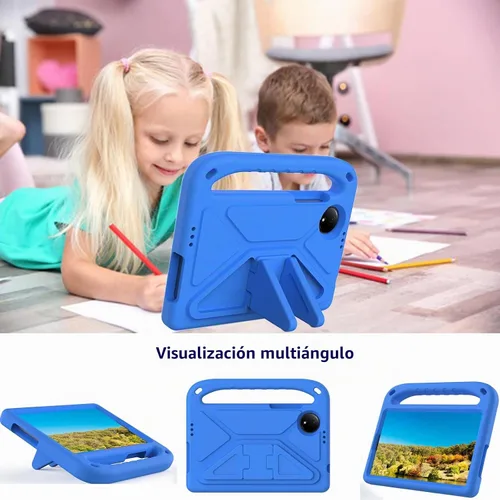 Vista 3 de Funda para tablet infantil con asa y soporte, ligera, a prueba de golpes, compatible con Xiaomi Redmi Pad SE 8.7, azul