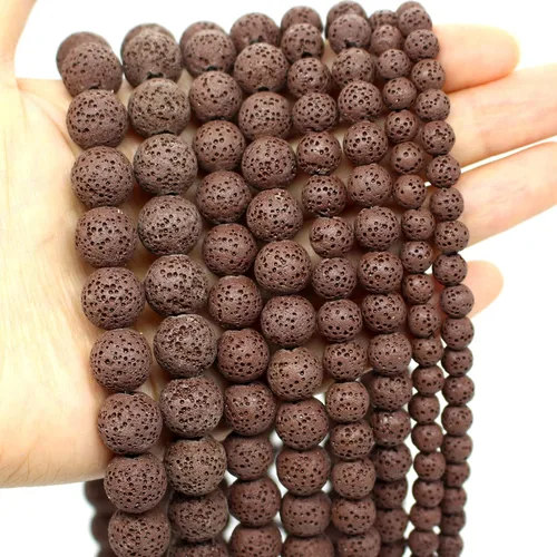 Vista 15 de Oameusa Cuentas redondas sueltas de ágata de piedra volcánica de lava azul de 0.236 in para hacer joyas, 1 hebra de 15 pulgadas, 1 hebra por