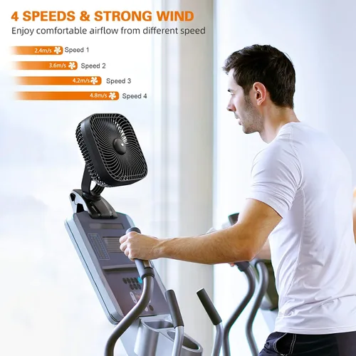 Vista 2 de Ventilador portátil recargable con luz, 8 pulgadas, funciona con pilas, 20000 mAh, 78 horas de tiempo de trabajo, silencioso, fuerte flujo de aire