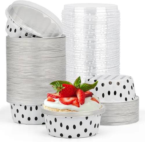 Vista 79 de Beasea Disposable Ramekins with Lids, 50 Pack 8oz 235ml Aluminum Foil Baking Cups with Lids, Aluminum Creme Brulee Ramekins Muffin Cupcake Pudding