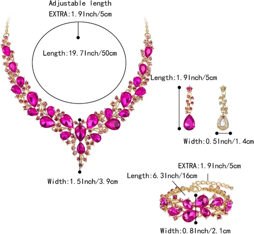 Vista 4 de BriLove - Juego de joyas de boda para mujer con cristales austriacos