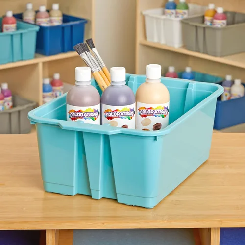 Vista 6 de Really Good Stuff - Contenedores apilables, 14" x 10" x 5.75" - Pack de 6, Contenedores de almacenamiento de plástico para agua, apilables