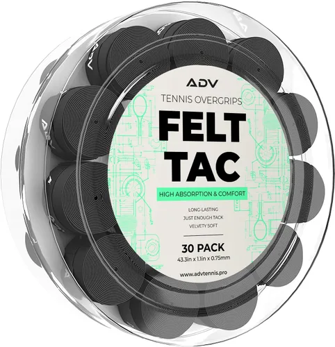 Vista 10 de ADV Dry - Cinta de agarre para raqueta de tenis, paquete de 12 y 30 unidades, cinta de agarre para raqueta de tenis FeltTac, cinta de agarre ultra